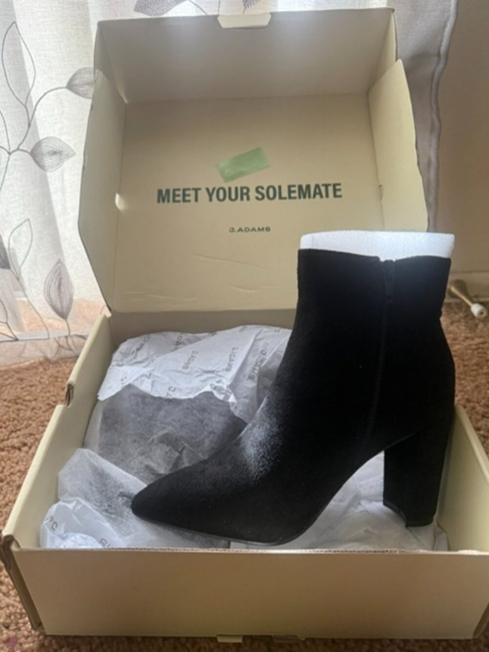 Wallice By J. Adams Black Suede Vegan Leather Bootie